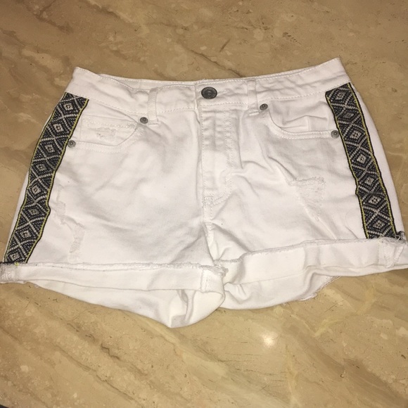 Aeropostale Pants - White High Waisted Denim Shorts w/ Tribal Print